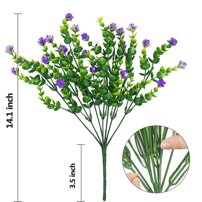 Primrue 4 Bundles Artificial Flowers Outdoor Fake Plants Faux Floral